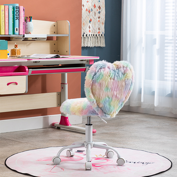 Colorful Heart Shaped Sparkling Kids Desk Chair-Daya Lane