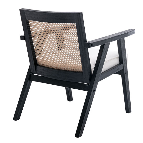 Upholstered Cane Lounge Chair
