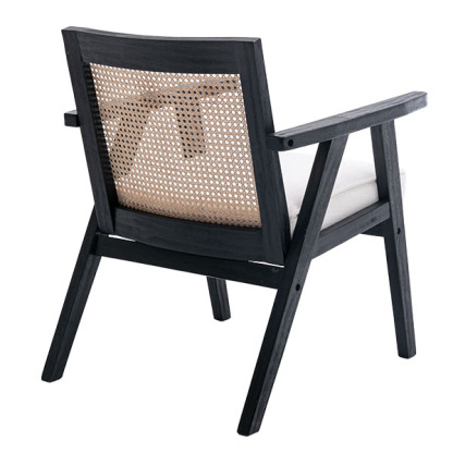 Upholstered Cane Lounge Chair