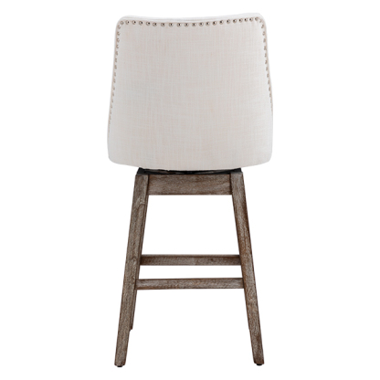 Branxton 27" Linen Counter Bar Stool (Set of 2)-Daya Lane-Modern,DR,Wood,Dark Wood,Dining Chairs,Stools & Bar Stools,Fabric,button tufted,CS,nails,farmhouse