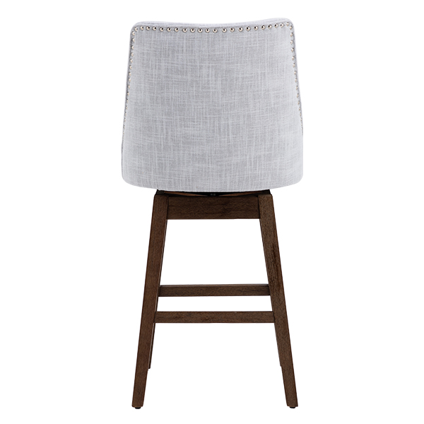 Branxton 27" Linen Counter Bar Stool (Set of 2)-Daya Lane-Modern,DR,Wood,Dark Wood,Dining Chairs,Stools & Bar Stools,Fabric,button tufted,CS,nails,farmhouse