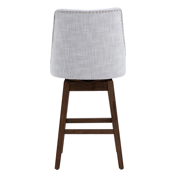 Branxton 27" Linen Counter Bar Stool (Set of 2)-Daya Lane-Modern,DR,Wood,Dark Wood,Dining Chairs,Stools & Bar Stools,Fabric,button tufted,CS,nails,farmhouse