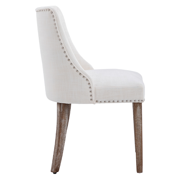 Eloise Linen Dining Chairs (Set of 2)-Daya Lane-farmhouse,DR,mid century modern,Dining Chairs,Dark Wood,Wood,Fabric,button tufted,nails,DC