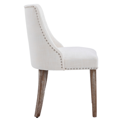 Eloise Linen Dining Chairs (Set of 2)-Daya Lane-farmhouse,DR,mid century modern,Dining Chairs,Dark Wood,Wood,Fabric,button tufted,nails,DC