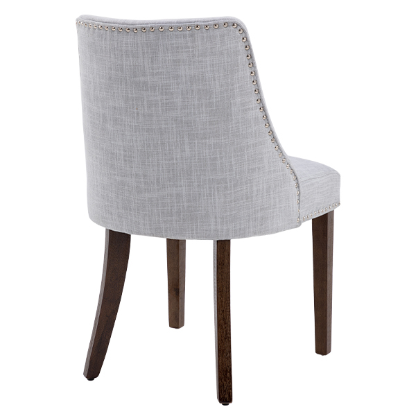 Eloise Linen Dining Chairs (Set of 2)-Daya Lane-farmhouse,DR,mid century modern,Dining Chairs,Dark Wood,Wood,Fabric,button tufted,nails,DC