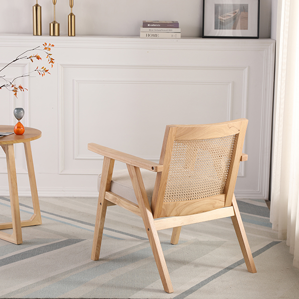 Upholstered Cane Lounge Chair