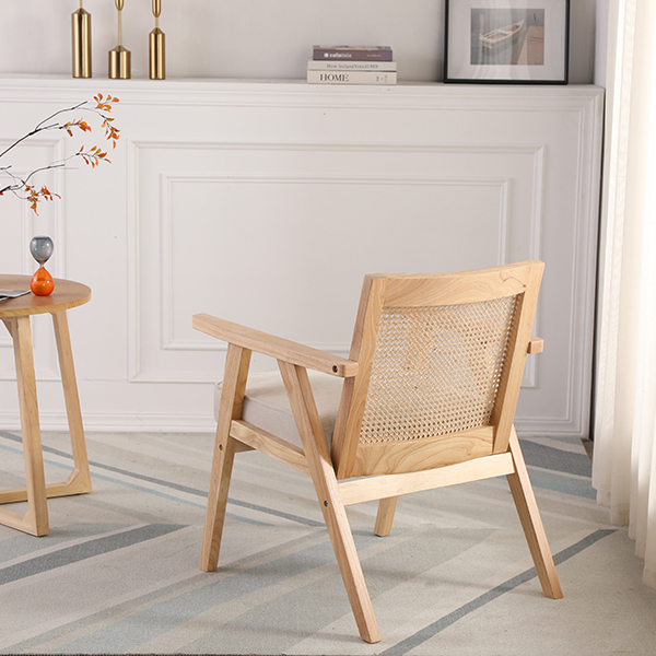 Upholstered Cane Lounge Chair