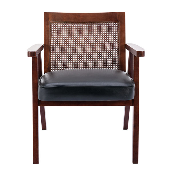 Upholstered Cane Lounge Chair