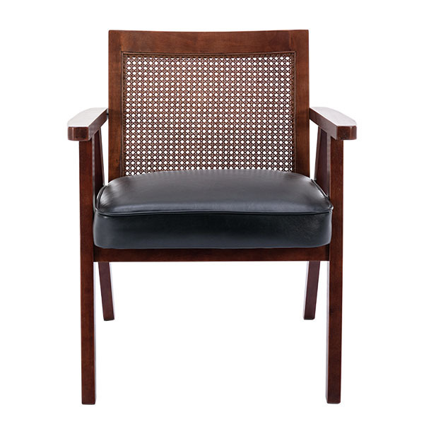Upholstered Cane Lounge Chair