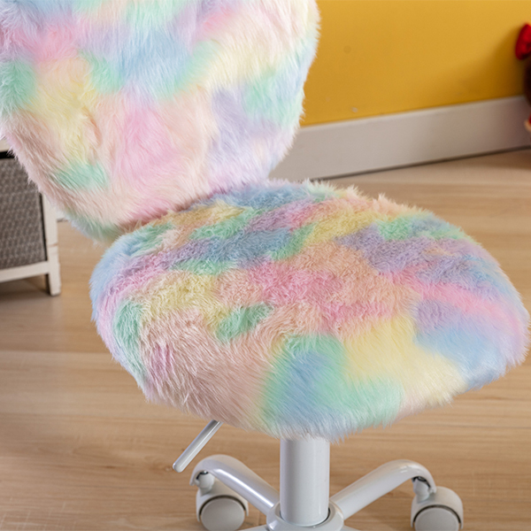 Fur Material of Cute Kids Study Desk Chair Heart Shape Girls