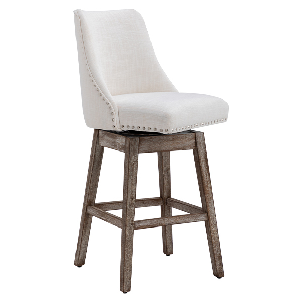Branxton 27" Linen Counter Bar Stool (Set of 2)-Daya Lane-Modern,DR,Wood,Dark Wood,Dining Chairs,Stools & Bar Stools,Fabric,button tufted,CS,nails,farmhouse