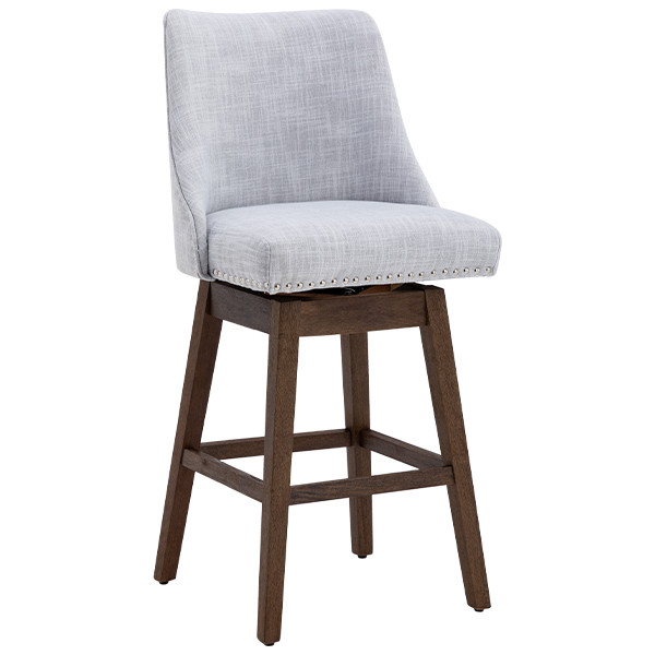 Branxton 27" Linen Counter Bar Stool (Set of 2)-Daya Lane-Modern,DR,Wood,Dark Wood,Dining Chairs,Stools & Bar Stools,Fabric,button tufted,CS,nails,farmhouse