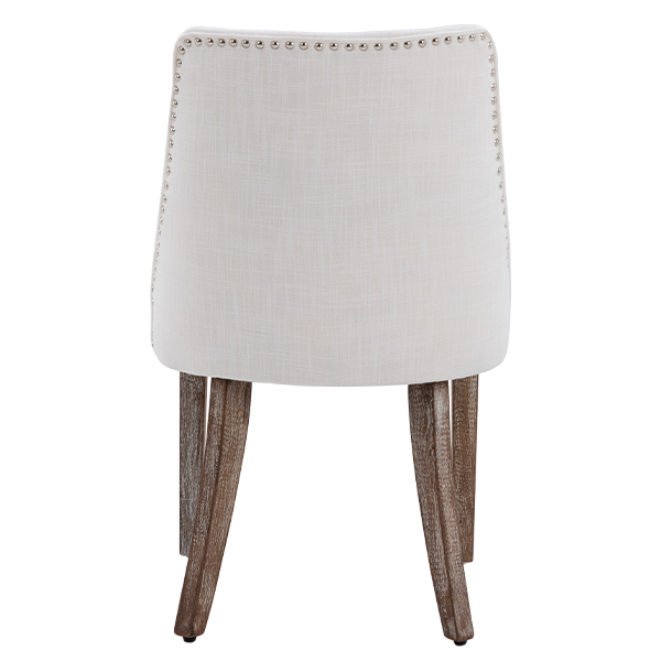 Eloise Linen Dining Chairs (Set of 2)-Daya Lane-farmhouse,DR,mid century modern,Dining Chairs,Dark Wood,Wood,Fabric,button tufted,nails,DC