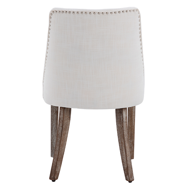 Eloise Linen Dining Chairs (Set of 2)-Daya Lane-farmhouse,DR,mid century modern,Dining Chairs,Dark Wood,Wood,Fabric,button tufted,nails,DC