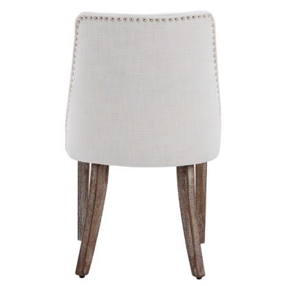 Eloise Linen Dining Chairs (Set of 2)-Daya Lane-farmhouse,DR,mid century modern,Dining Chairs,Dark Wood,Wood,Fabric,button tufted,nails,DC