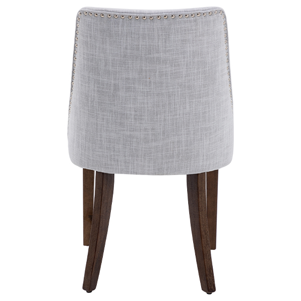 Eloise Linen Dining Chairs (Set of 2)-Daya Lane-farmhouse,DR,mid century modern,Dining Chairs,Dark Wood,Wood,Fabric,button tufted,nails,DC