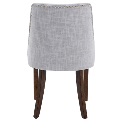 Eloise Linen Dining Chairs (Set of 2)-Daya Lane-farmhouse,DR,mid century modern,Dining Chairs,Dark Wood,Wood,Fabric,button tufted,nails,DC