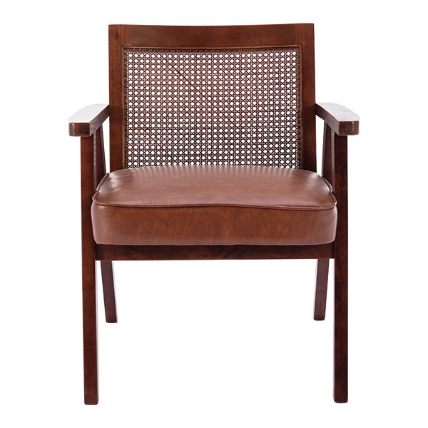 Upholstered Cane Lounge Chair