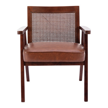 Upholstered Cane Lounge Chair