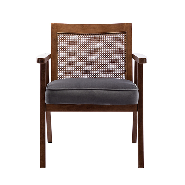 Upholstered Cane Lounge Chair