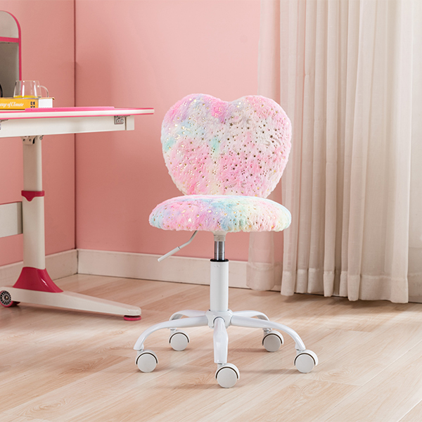 Cute Fuzzy Kids Study Desk Chair Heart Shape Daya Lane