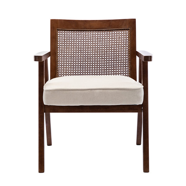 Upholstered Cane Lounge Chair