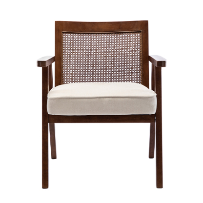 Upholstered Cane Lounge Chair