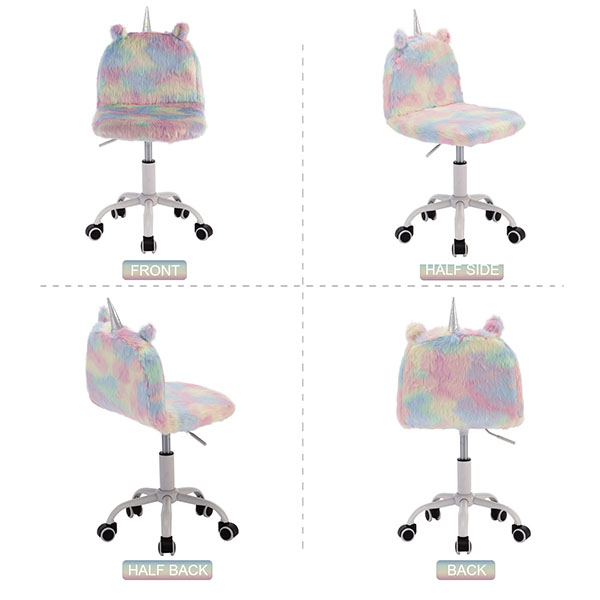 Cute Fuzzy Kids Chair Funny Rolling Study Desk Chair 4 Perspectives