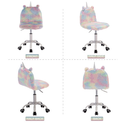 Cute Fuzzy Kids Chair Funny Rolling Study Desk Chair 4 Perspectives