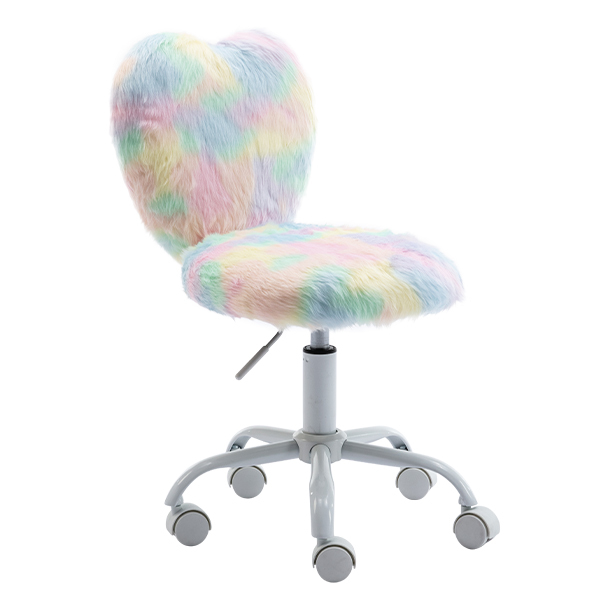 Colorful Cute Fur Kids Study Desk Chair Heart Shape Girls Daya Lane