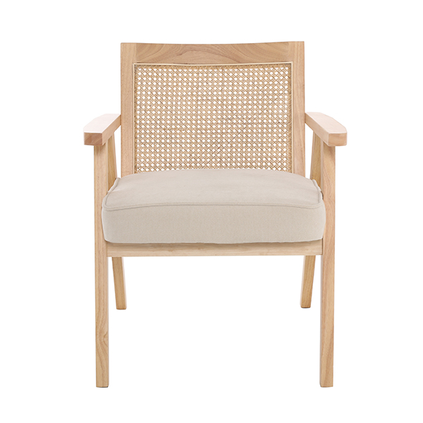Upholstered Cane Lounge Chair