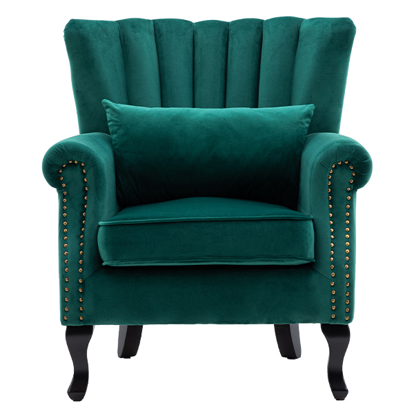 Tufted Fabric Upholstered Club Chair Mid-Century Vintage