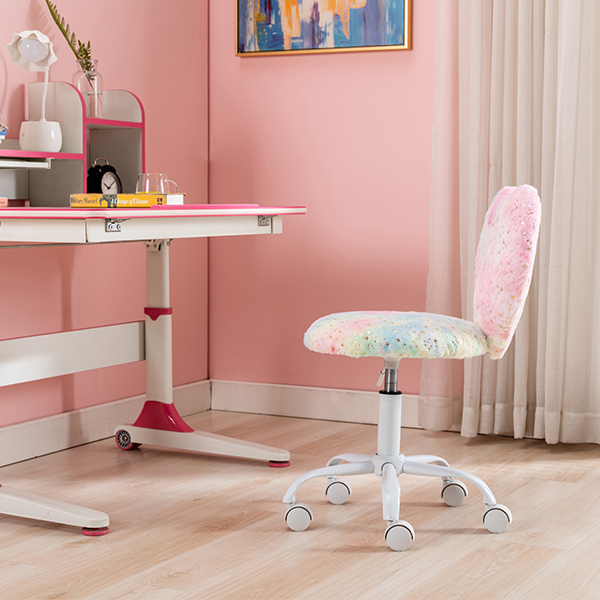 Colorful Cute Fuzzy Kids Study Desk Chair Heart Shape Girls Daya Lane