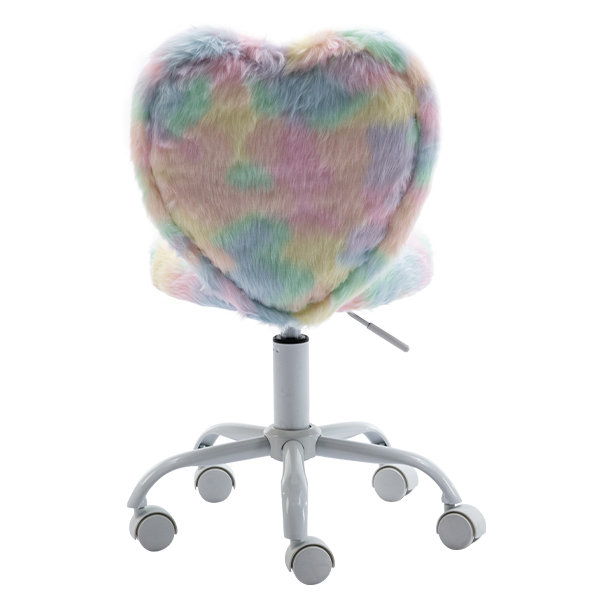 Colorful Cute Fuzzy Kids Study Desk Chair Heart Shape Girls Daya Lane Back