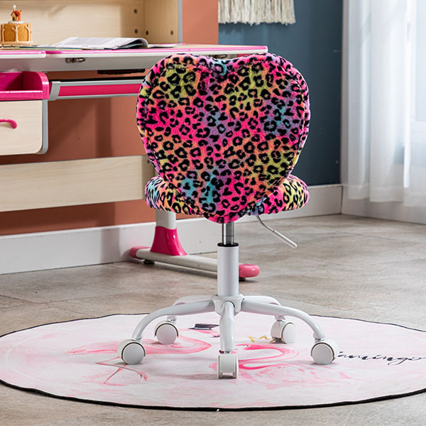 Sparkling Kids Desk Chair Rolling Study Home Office Chair Faux Fur