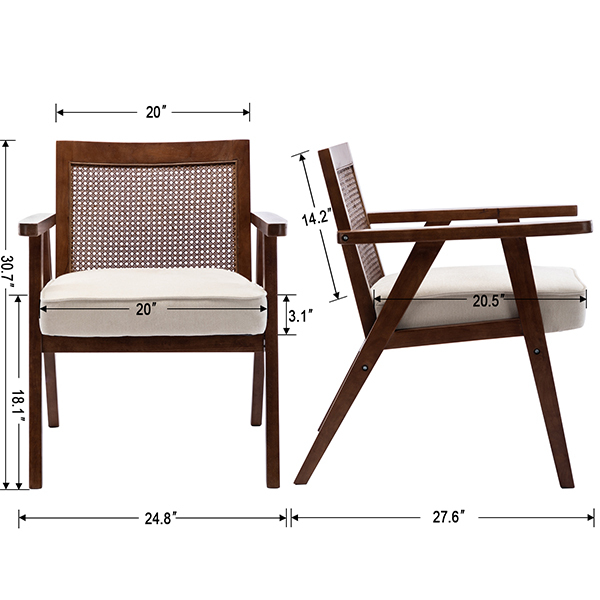 Upholstered Cane Lounge Chair