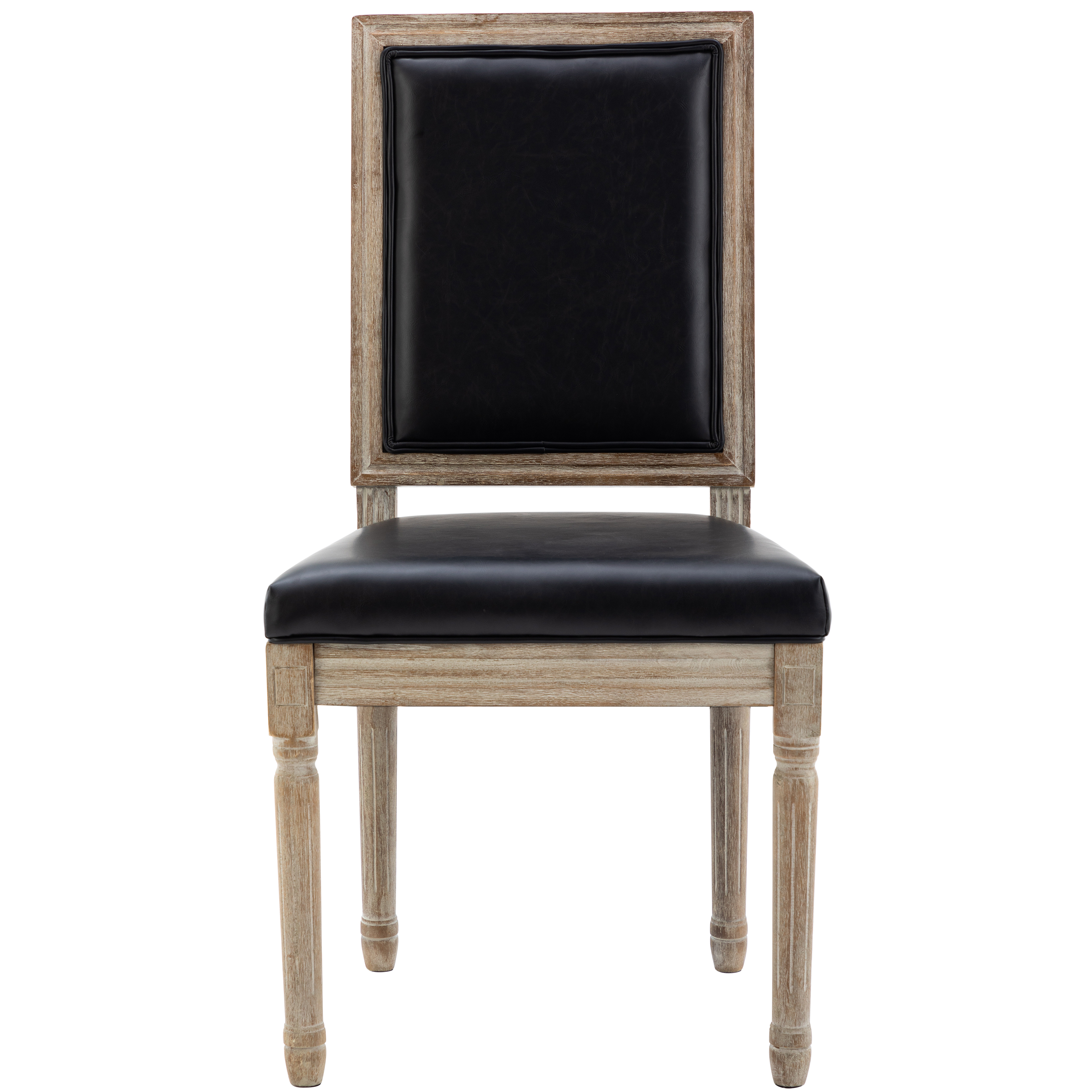 Edith Leather Dining Chairs (Set of 2)-Daya Lane-DR,Leather,Dining Chairs,Light Wood,DC,farmhouse,french,retro