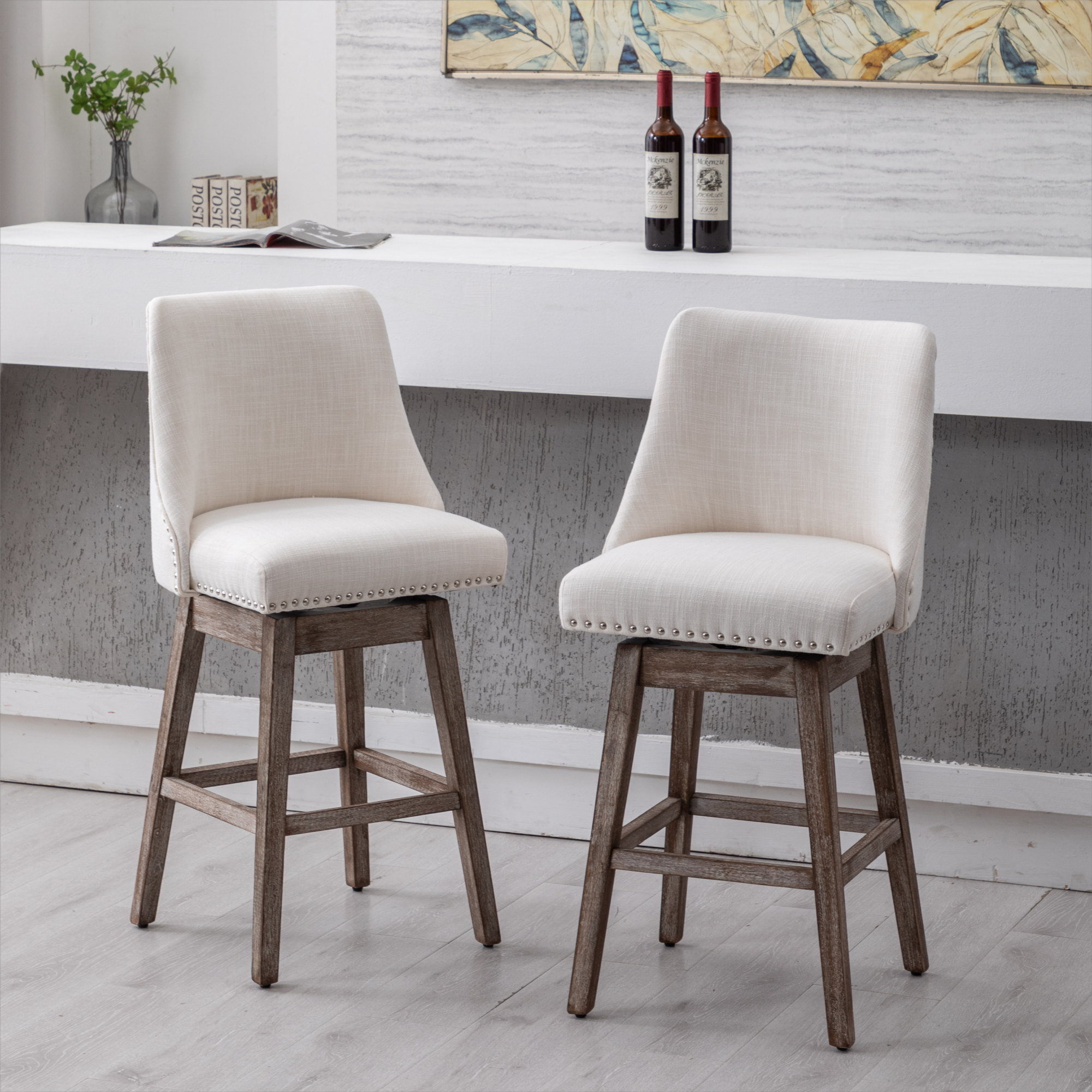 Branxton 27" Linen Counter Bar Stool (Set of 2)
