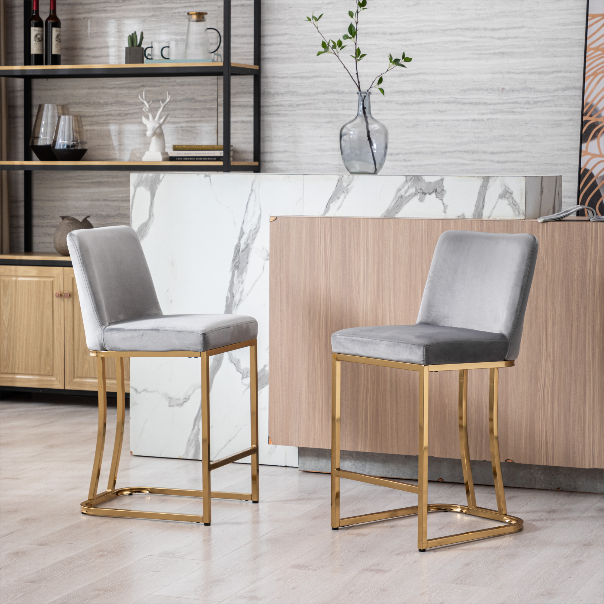 Square Counter & Bar Stools (Set of 2)
