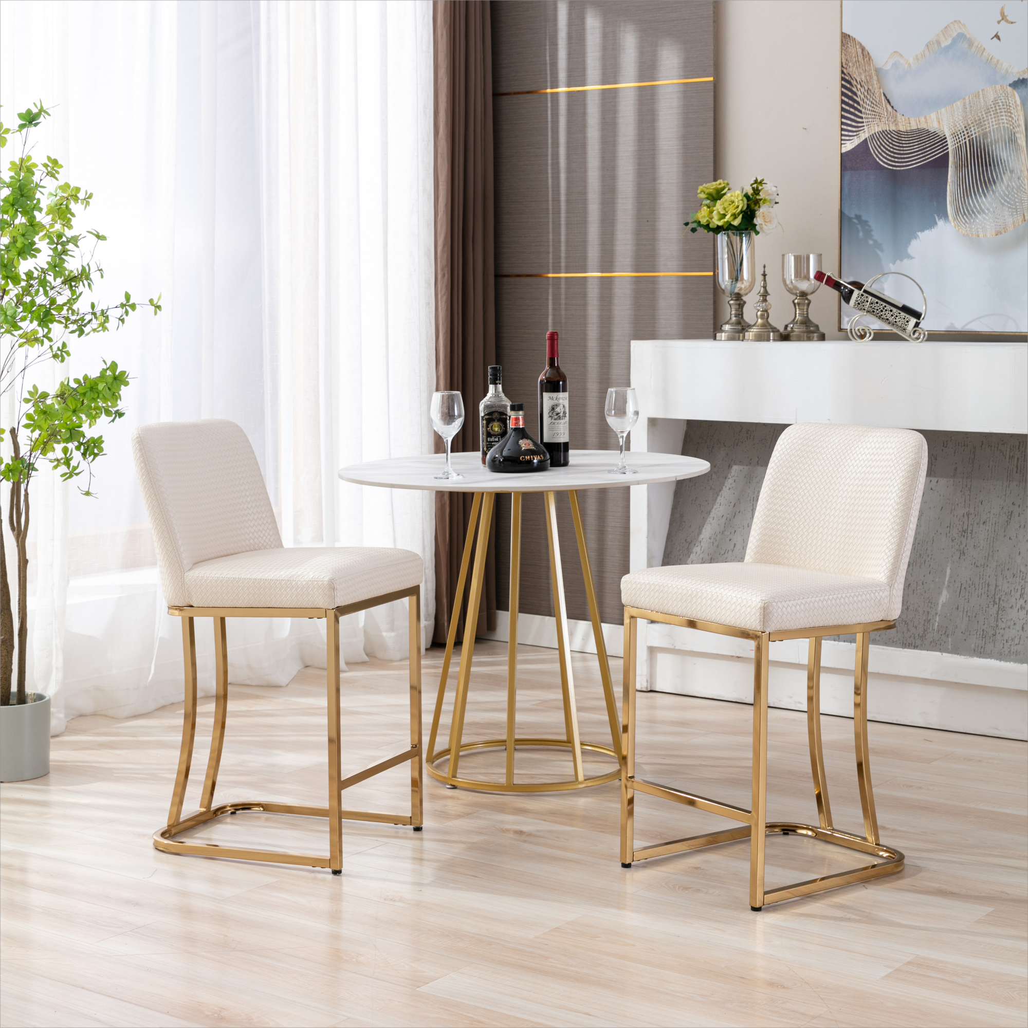 Square Counter & Bar Stools (Set of 2)
