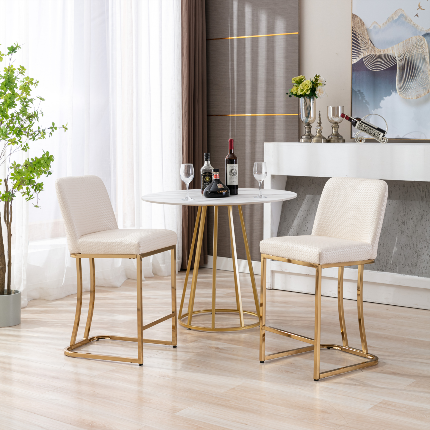 Square Counter & Bar Stools (Set of 2)