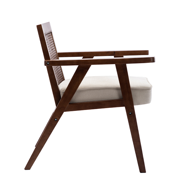 Upholstered Cane Lounge Chair