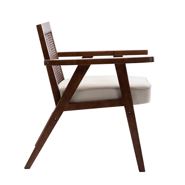 Upholstered Cane Lounge Chair