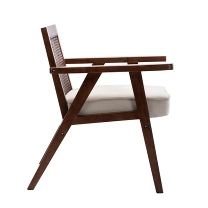 Upholstered Cane Lounge Chair