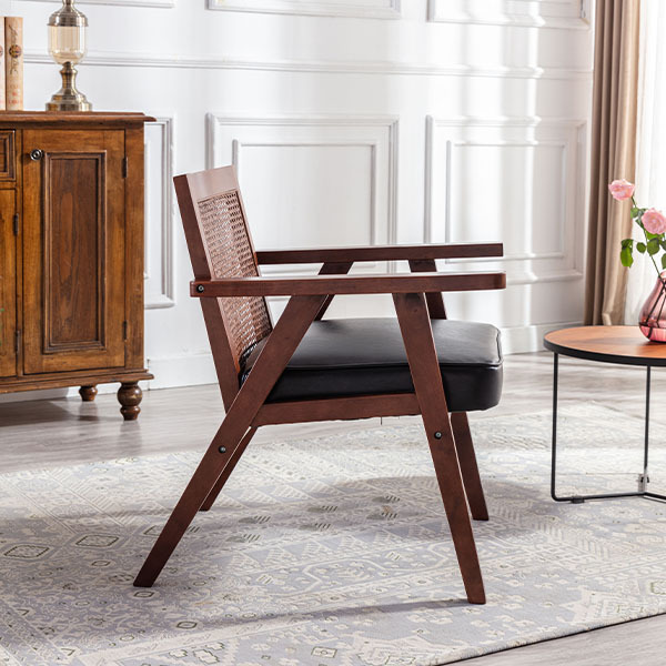 Upholstered Cane Lounge Chair