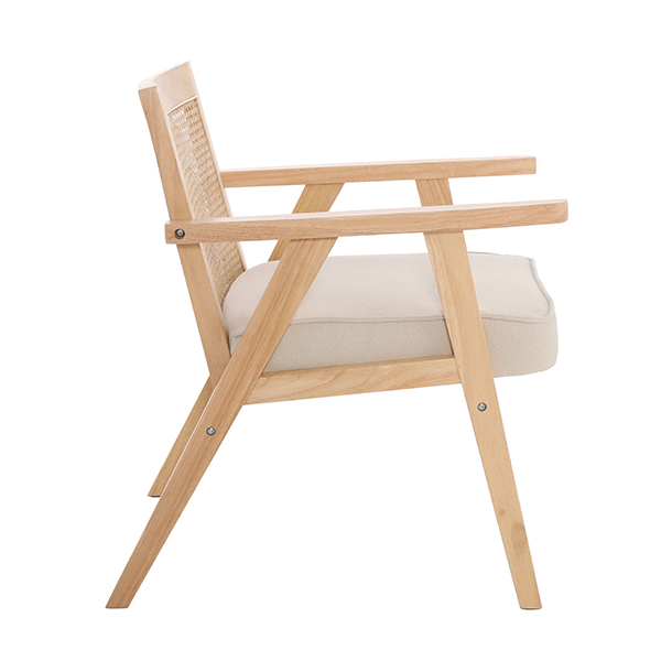 Upholstered Cane Lounge Chair