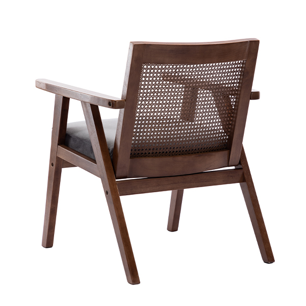 Upholstered Cane Lounge Chair