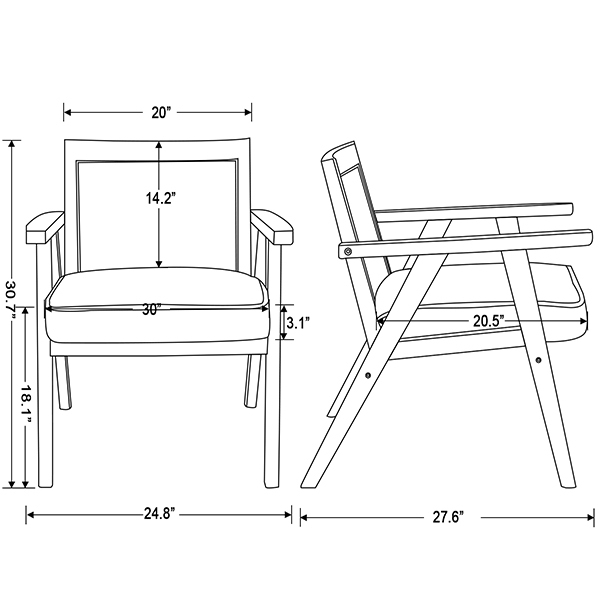 Upholstered Cane Lounge Chair