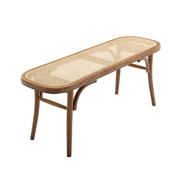 Round Cane Bench-Daya Lane-LV,DR,Wood,Rattan & Cane,Light Wood,Benches,BH,farmhouse,Entryway