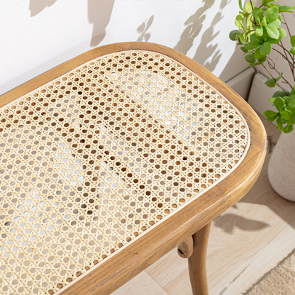 Round Cane Bench-Daya Lane-LV,DR,Wood,Rattan & Cane,Light Wood,Benches,BH,farmhouse,Entryway